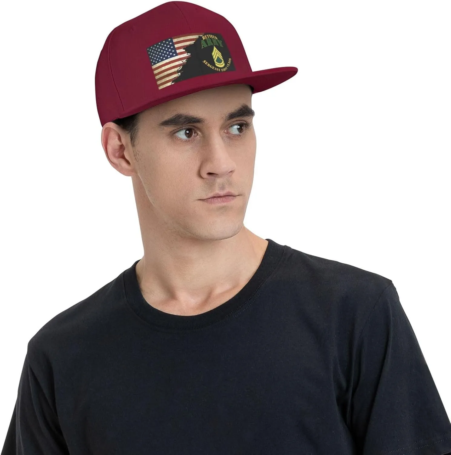 US Flag Army SFC Retired Unisex Flat Brim visor hat baseball cap