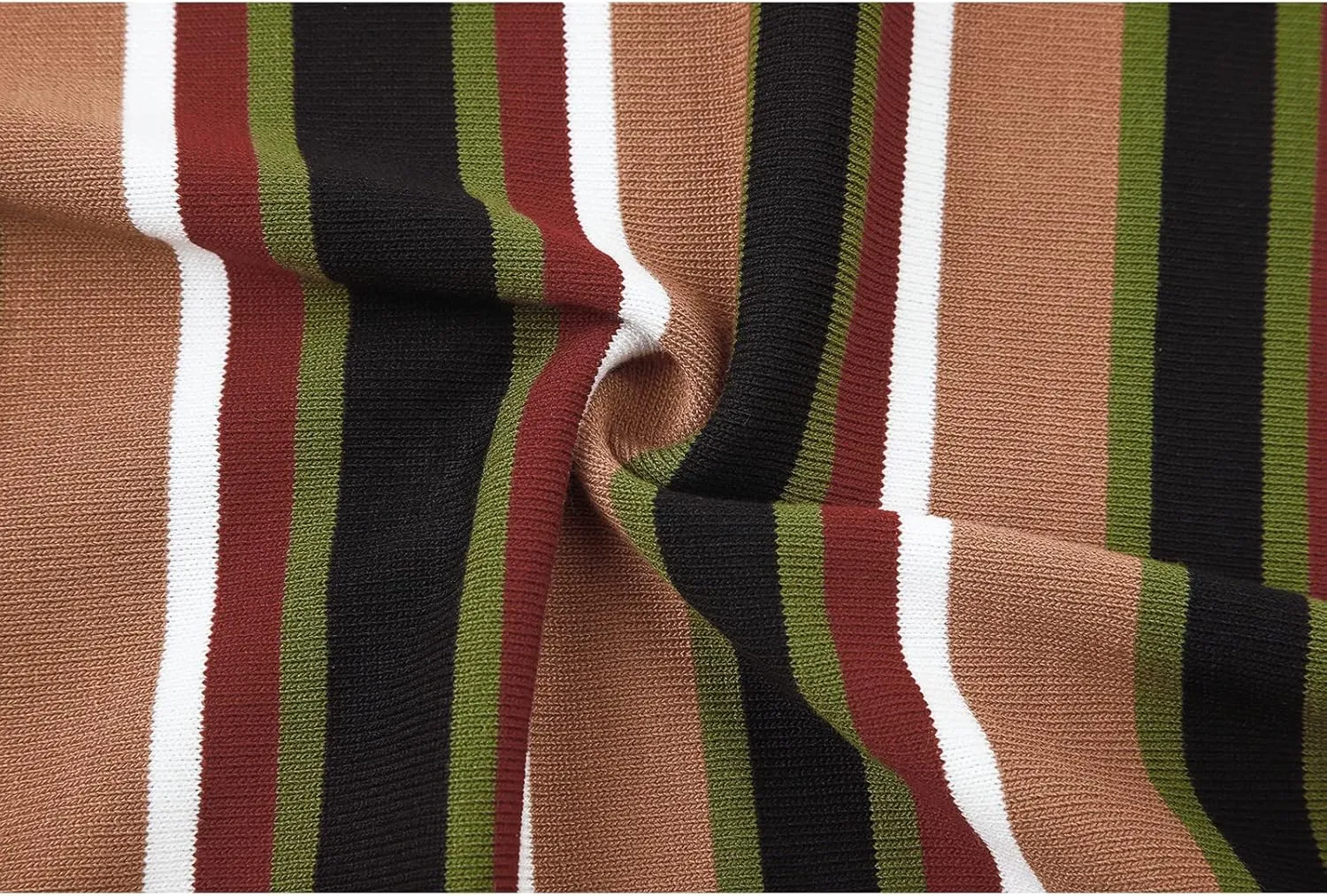 V VALANCH Men's Long/Short Sleeve Knitted Shirts Button Down Vintage Vercital Stripe Camp Collar Polo Shirt