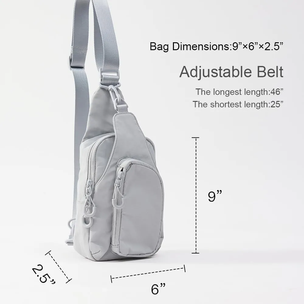 VAKAER Small Sling Bag for Women, Small Crossbody Bags with Adjustable Straps, Lightweight Chest Bag Casual Daypack Backpacks for Travel Hiking (Light Gray)