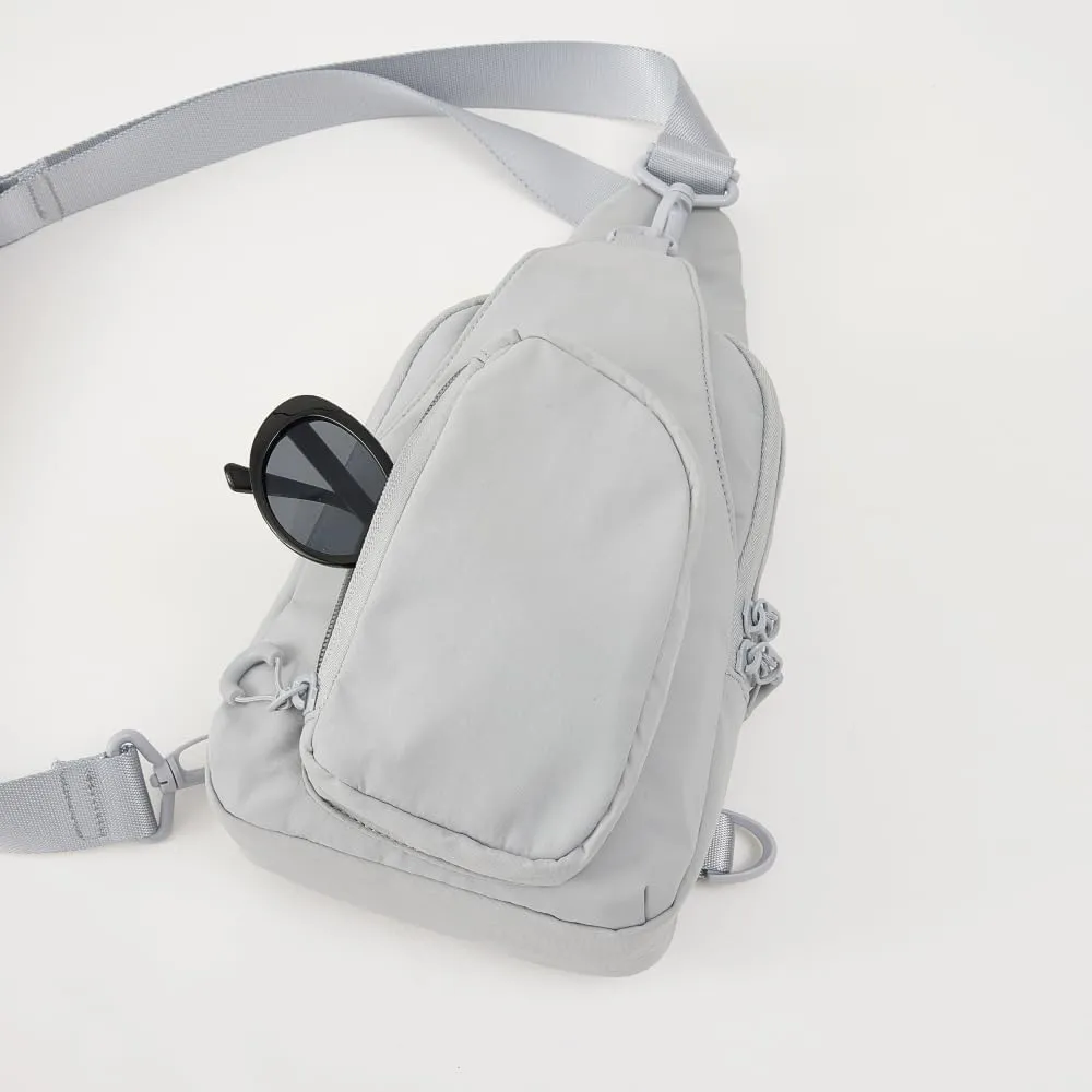 VAKAER Small Sling Bag for Women, Small Crossbody Bags with Adjustable Straps, Lightweight Chest Bag Casual Daypack Backpacks for Travel Hiking (Light Gray)