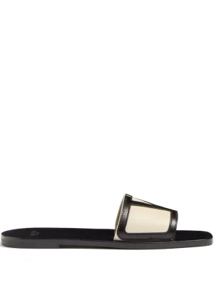 Valentino Garavani Butter White and Black Backless Sandals