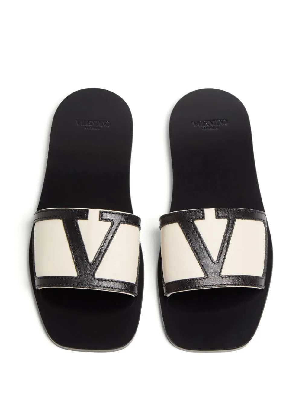 Valentino Garavani Butter White and Black Backless Sandals