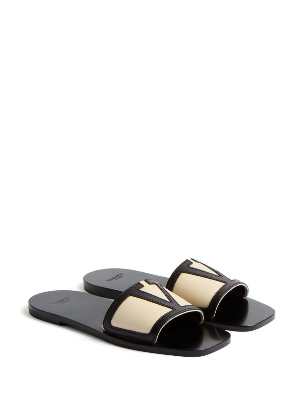 Valentino Garavani Butter White and Black Backless Sandals