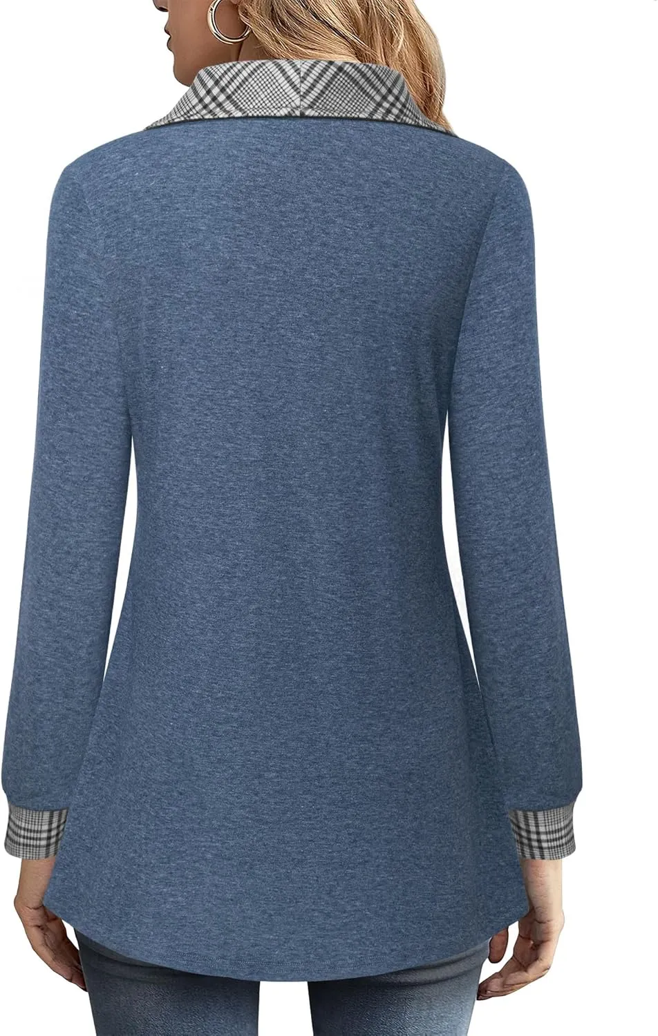 VALOLIA Women's Casual Swing Sweatshirt Long Sleeve Zipper Lapel Fashion Pullover Tunic