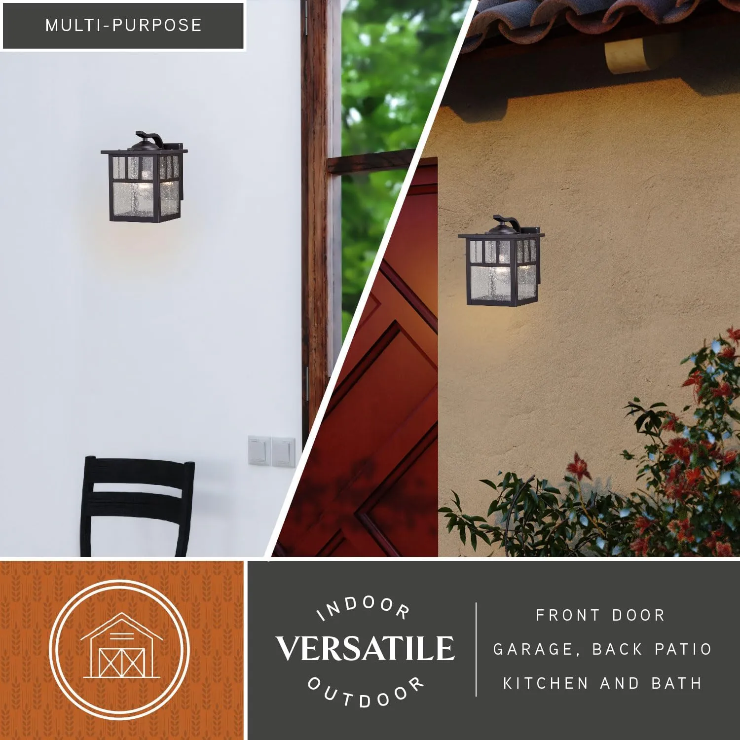 VAXCEL Mission 1 Light Bronze Rectangle Outdoor Wall Lantern Clear Glass