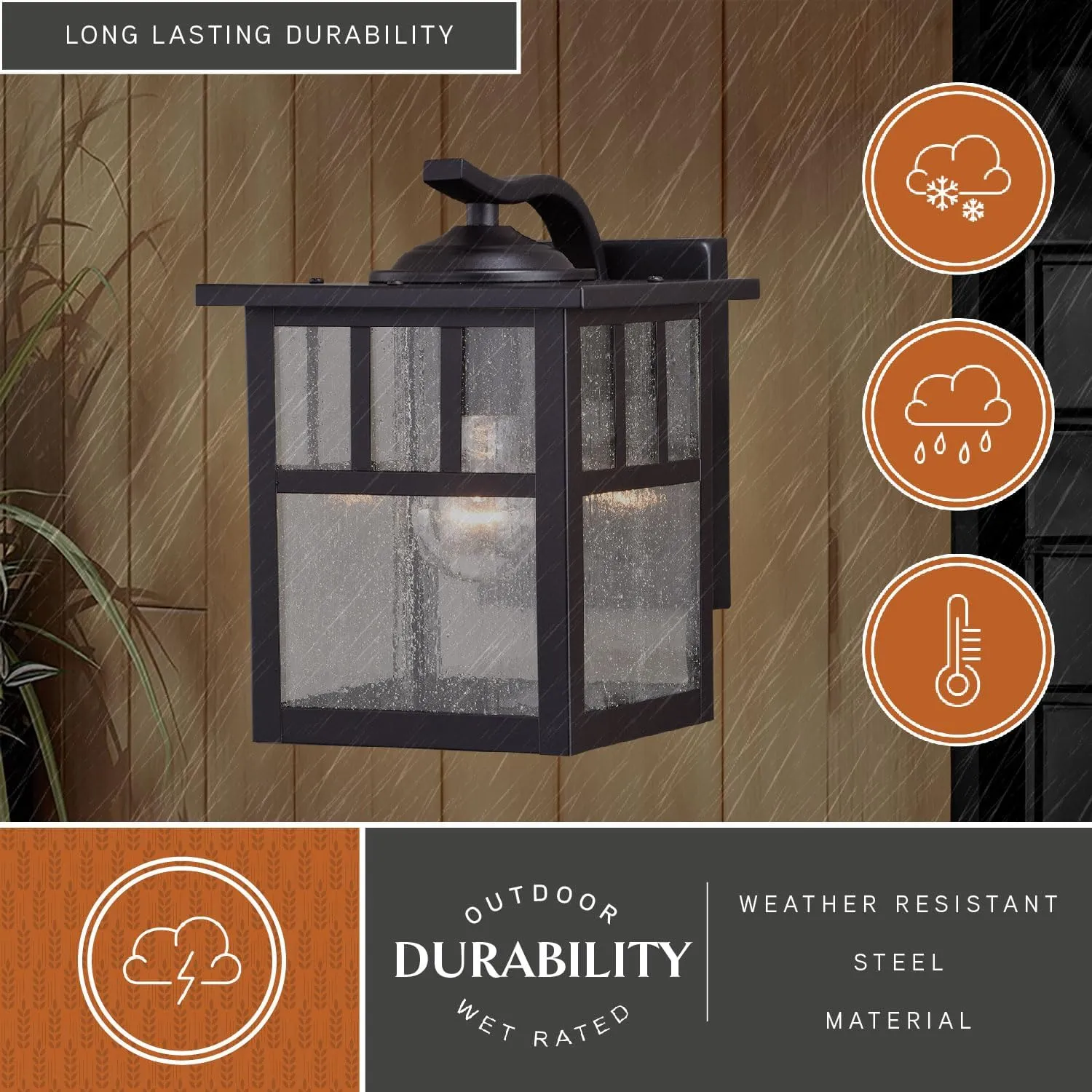 VAXCEL Mission 1 Light Bronze Rectangle Outdoor Wall Lantern Clear Glass