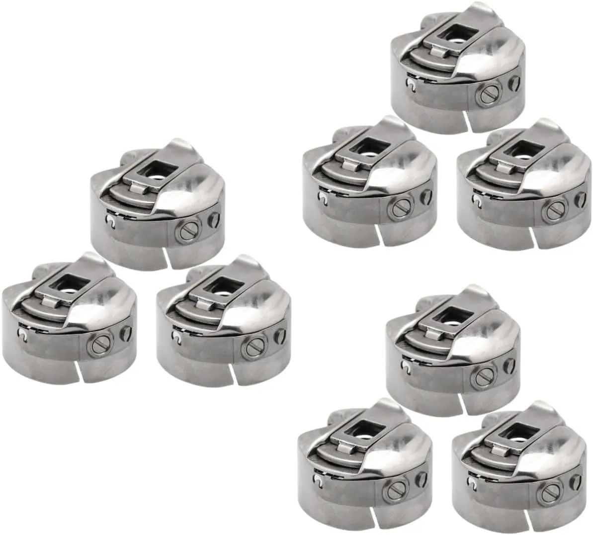 Veemoon 3sets 3pcs Silver Flat Car Shuttle Bobbin Cases Durable Bobbin Sleeves for Industrial Sewing Machines Replacement Accessories Convenient Storage and Carrying 3pcs*3