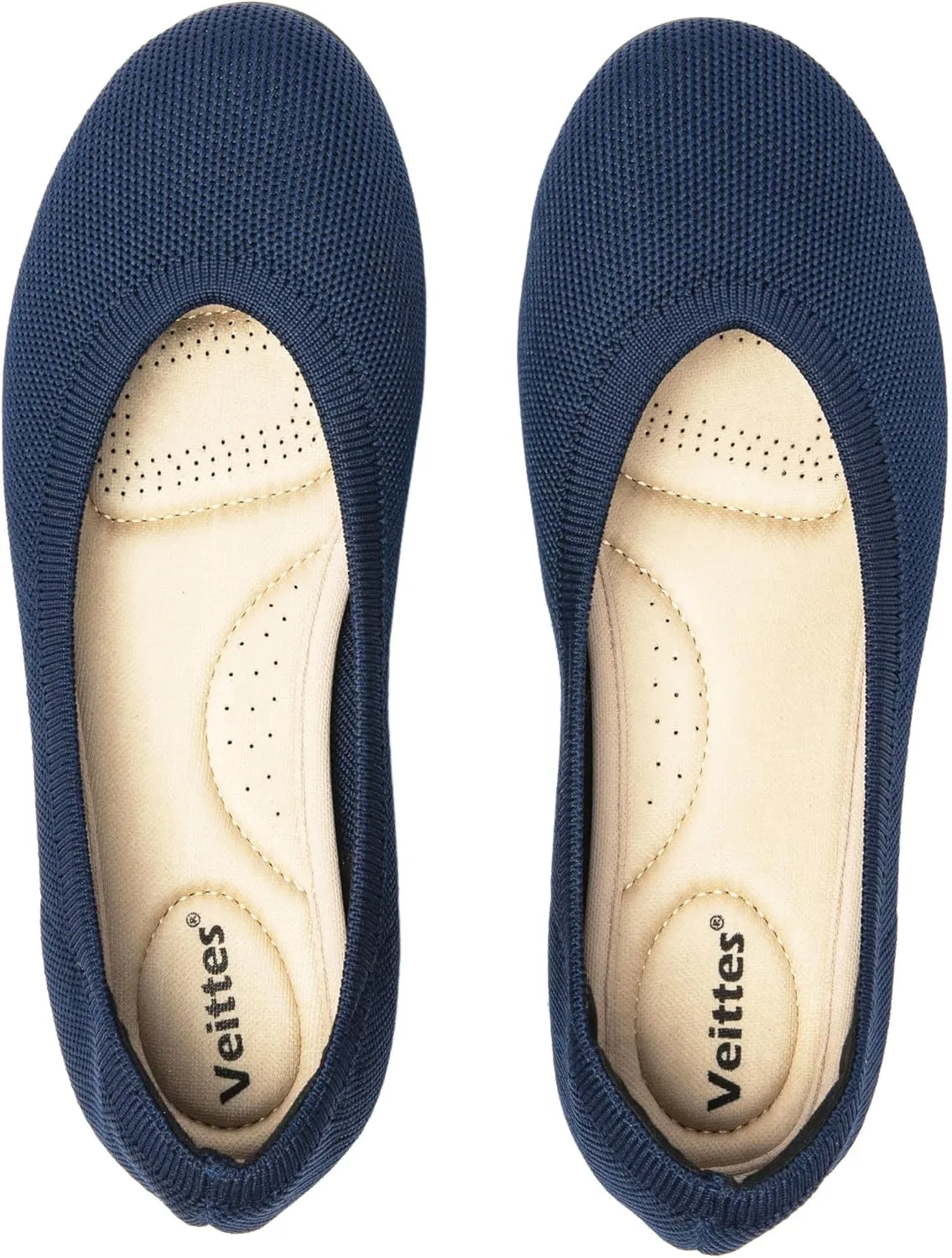 Veittes Women's Wide Width Flats Shoes, Ladies Fashion Comfortable Breathable Office Ballet Flats Shoes.