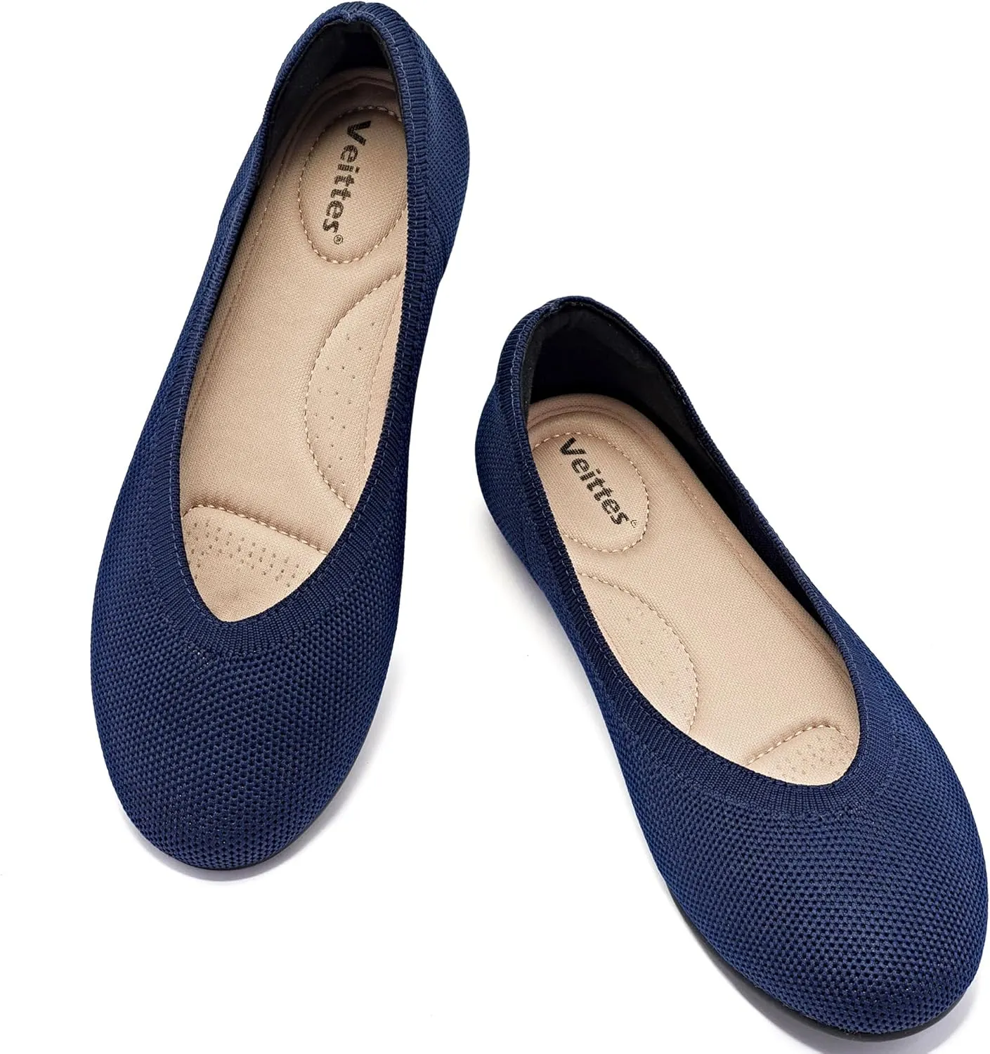 Veittes Women's Wide Width Flats Shoes, Ladies Fashion Comfortable Breathable Office Ballet Flats Shoes.