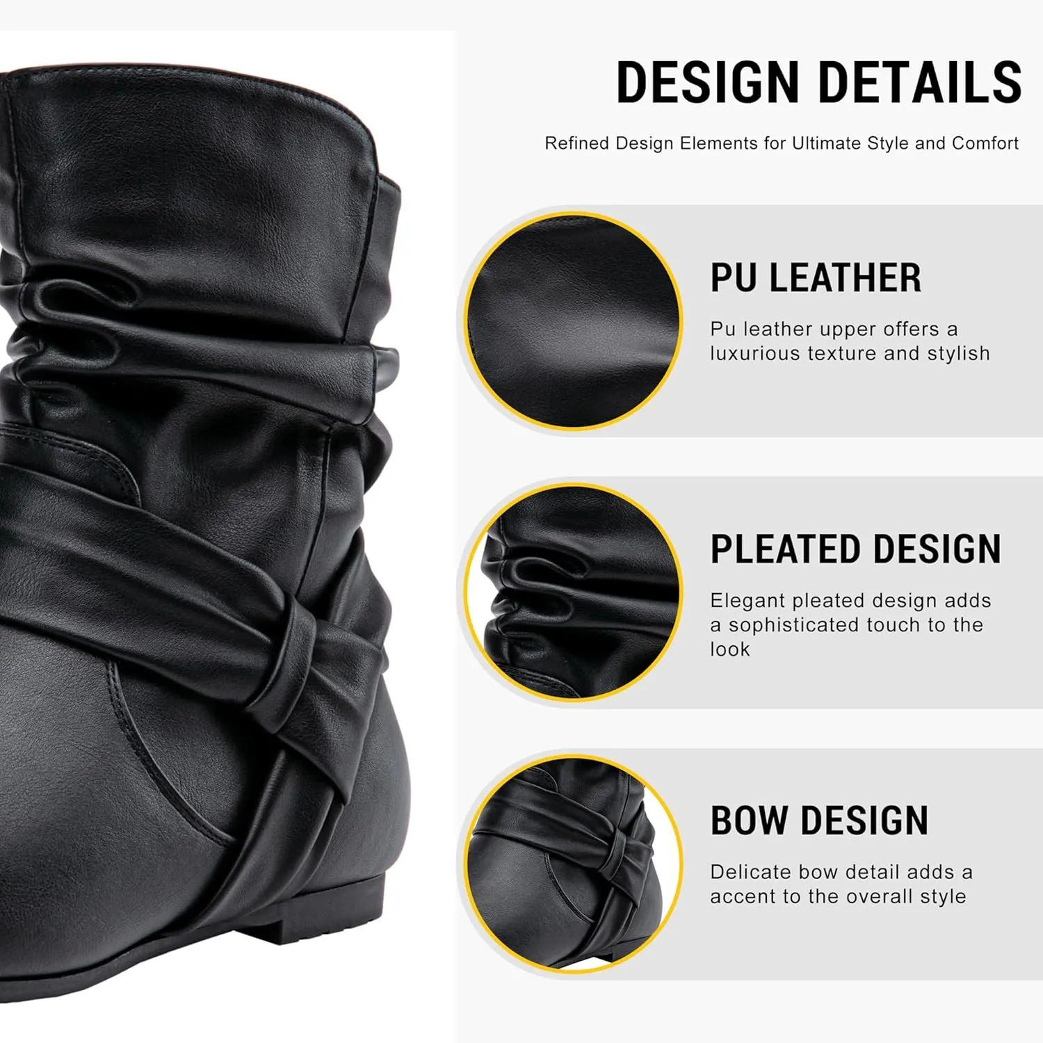 Vepose Women's Slouch Ankle Flat Boots Fashion Short Low Heel Zipper 939A Booties