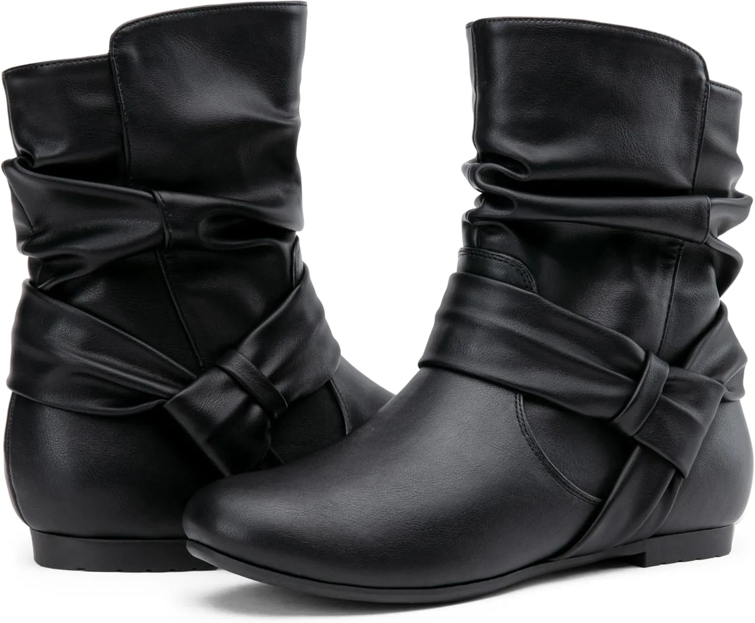 Vepose Women's Slouch Ankle Flat Boots Fashion Short Low Heel Zipper 939A Booties