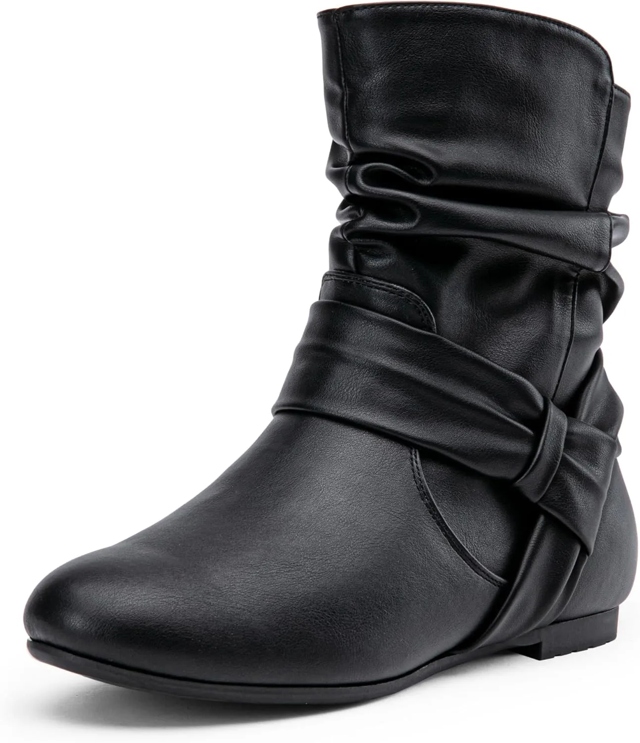 Vepose Women's Slouch Ankle Flat Boots Fashion Short Low Heel Zipper 939A Booties