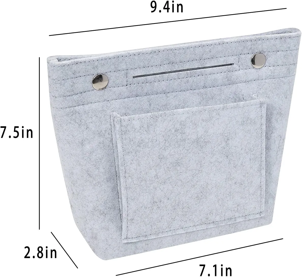 Vercord Mini Slim Small Felt Purse Organizer Insert Inside Handbag Tote Pocketbook for Women Light Grey
