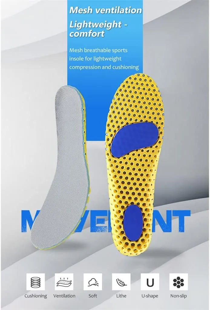 Version Orthopedic Memory Foam Sport Insoles Woman Men Shoes Feet Soles Pad Mesh Deodorant Breathable Cushion(35-39)