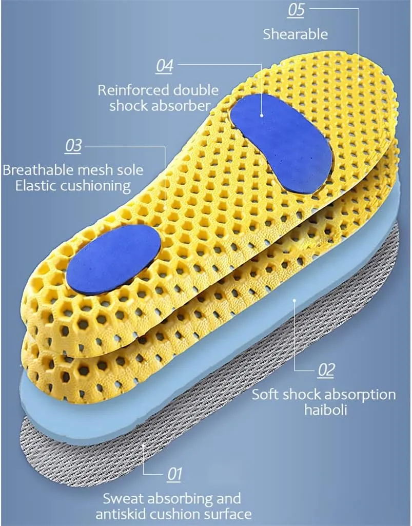 Version Orthopedic Memory Foam Sport Insoles Woman Men Shoes Feet Soles Pad Mesh Deodorant Breathable Cushion(35-39)