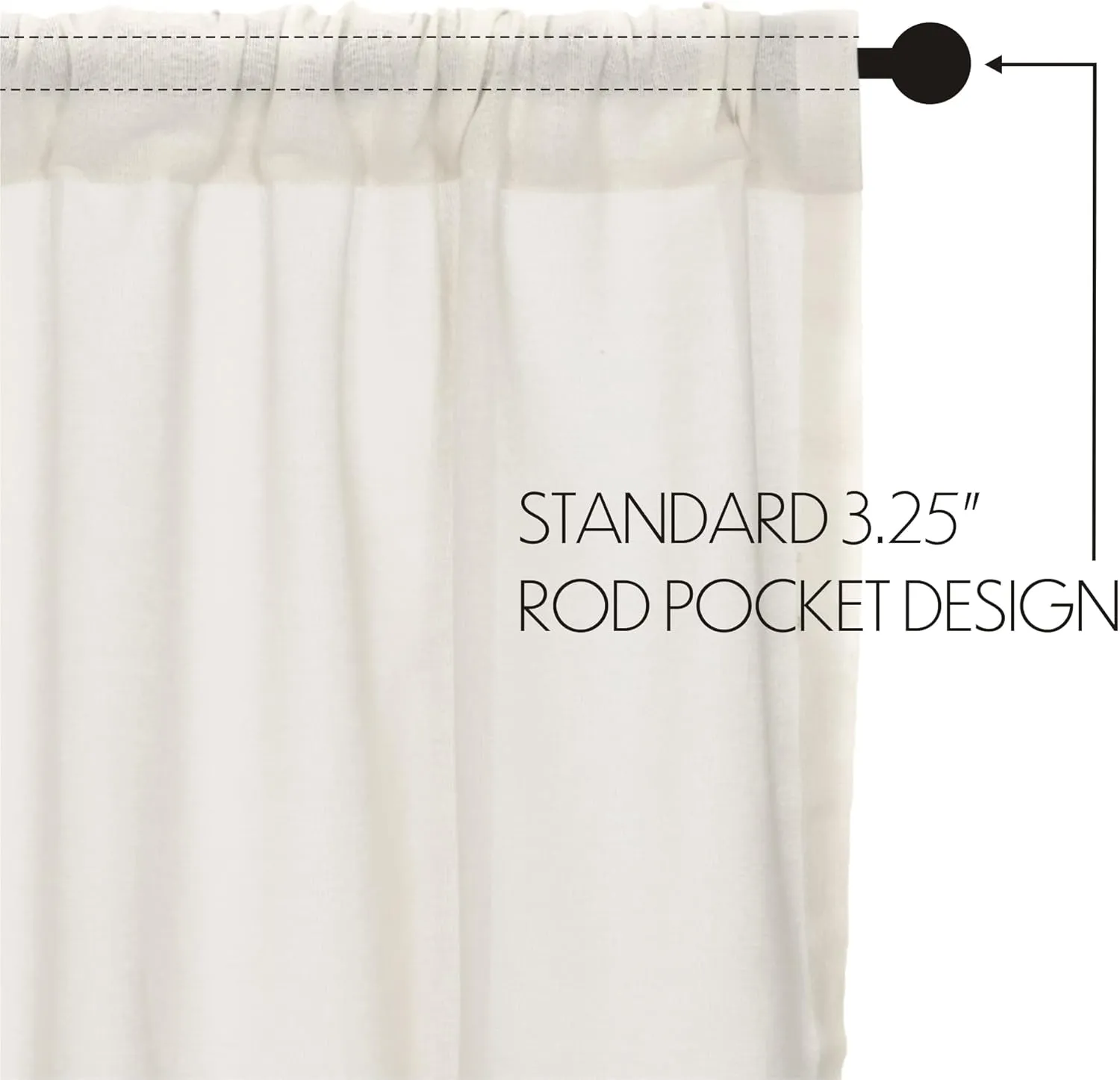 VHC Brands 10763 Tobacco Cloth Antique White Tier Fringed Set of 2 L36xW36