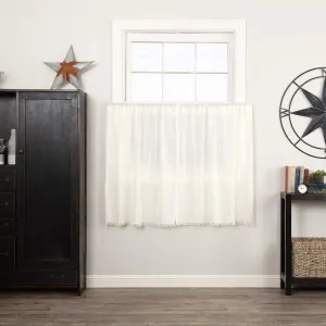 VHC Brands 10763 Tobacco Cloth Antique White Tier Fringed Set of 2 L36xW36