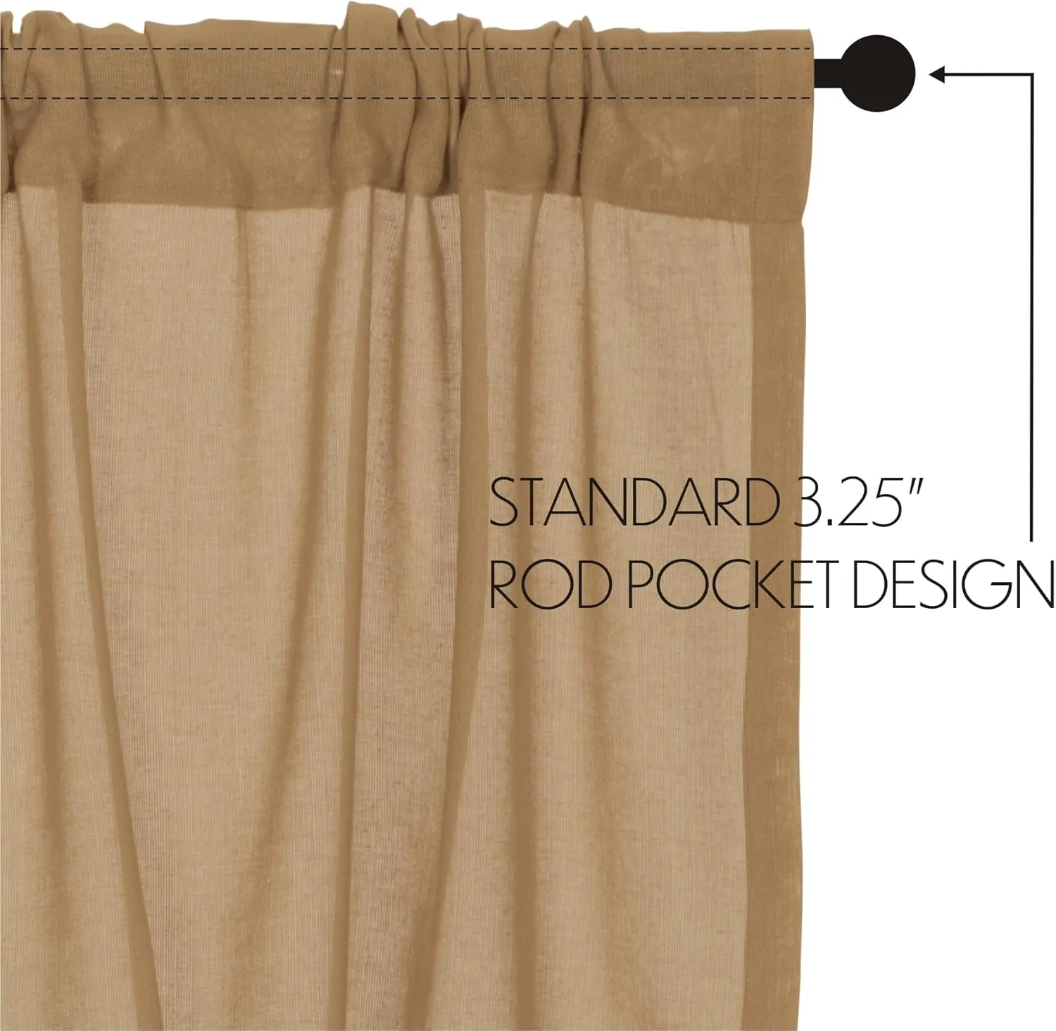VHC Brands Tobacco Cloth Khaki Fringed Valance Farmhouse Cotton Window Treatment for Your Primitive Country Kitchen or Bathroom 16x72
