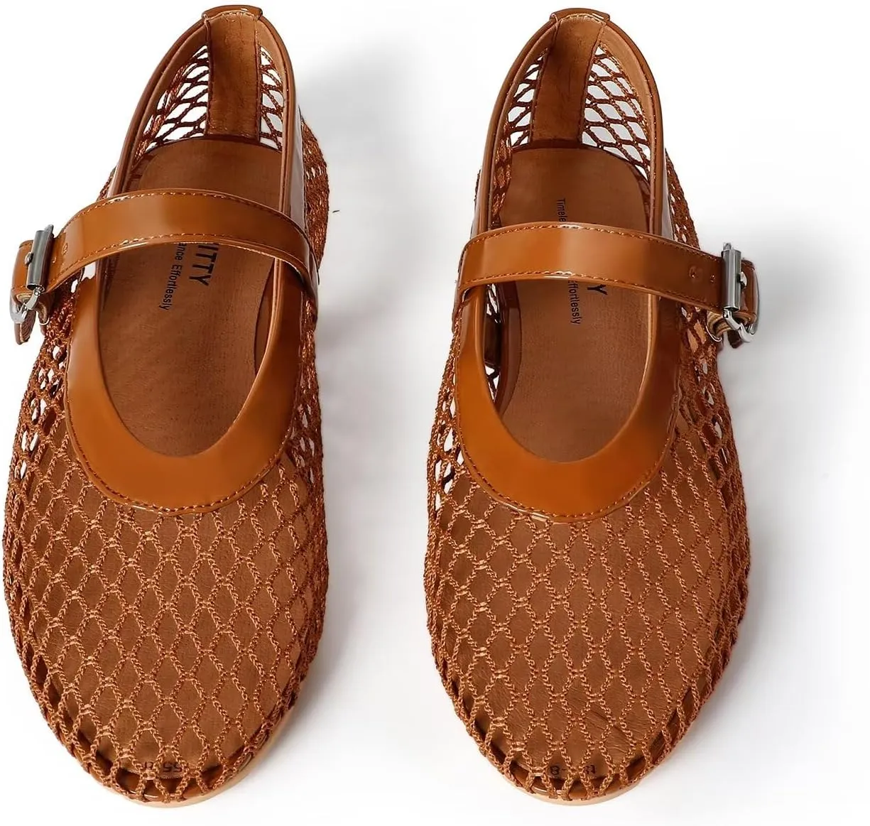vimitty Ballet Flats Shoes for Women with Elegant Buckle Strap Mary Jane Flats Ballerina Shoes Flat Heel for Women