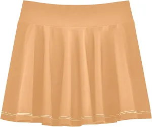 visesunny Girl's Golf Skirt Athletic Solid Color Light Orange Tennis Skort Sport Activewear with Double Layer Pockets