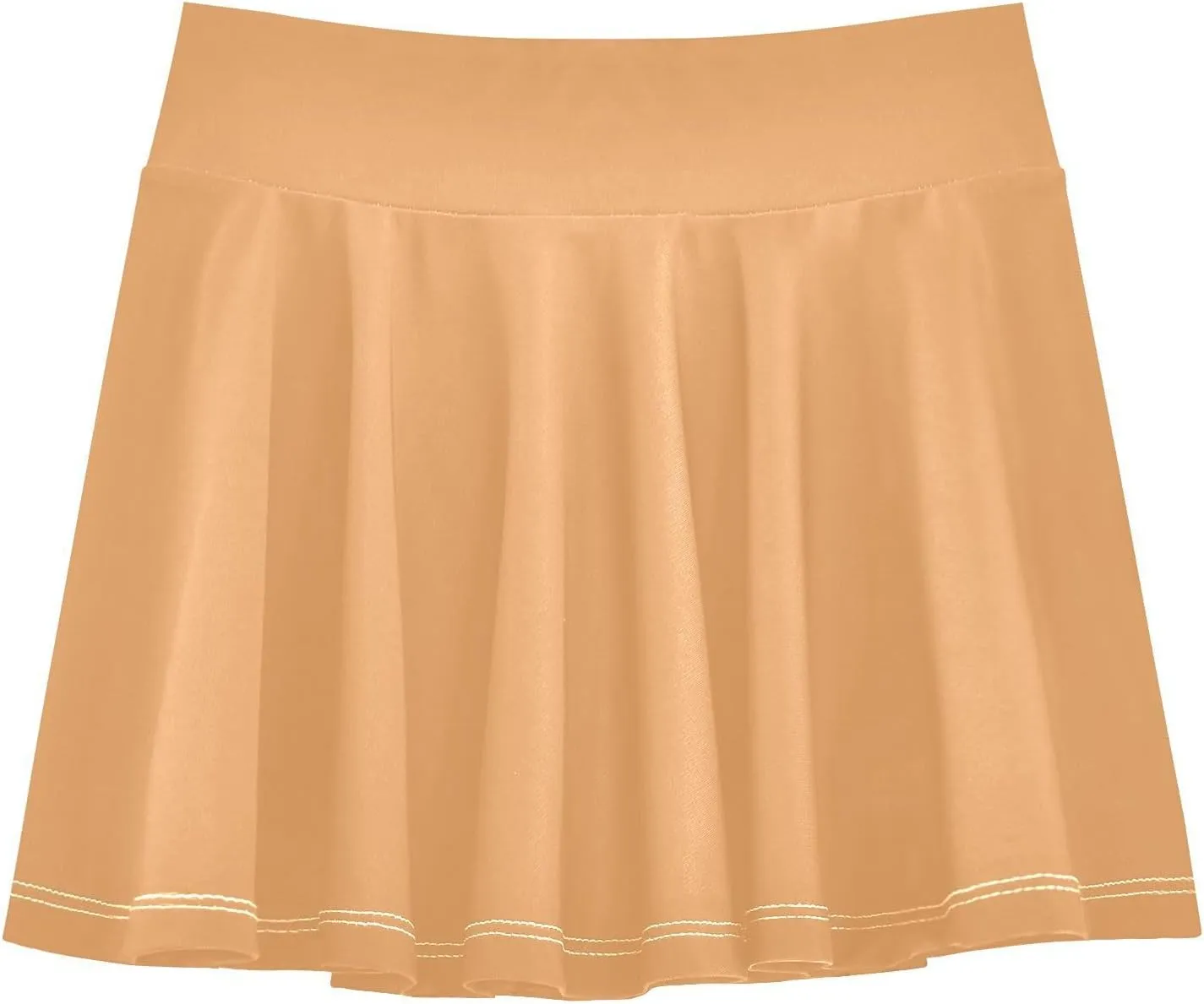 visesunny Girl's Golf Skirt Athletic Solid Color Light Orange Tennis Skort Sport Activewear with Double Layer Pockets