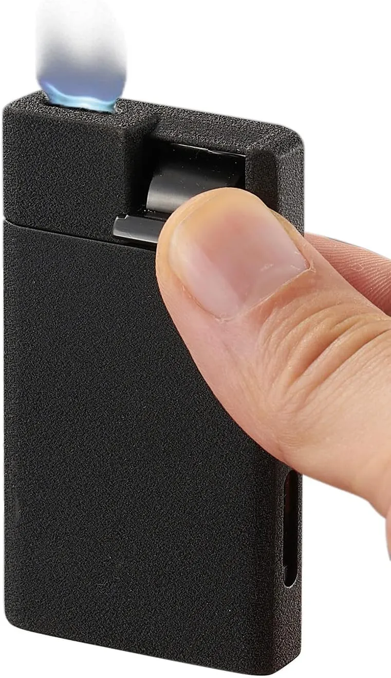 Visol Flatso Torch Lighter - Flat Flame, Refillable Gas Butane Lighter, Windproof, Adjustable Flame (Black Crackle)