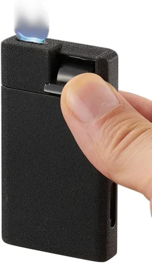 Visol Flatso Torch Lighter - Flat Flame, Refillable Gas Butane Lighter, Windproof, Adjustable Flame (Black Crackle)