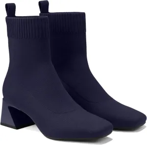 VIVAIA Regina Pro Women's High Heels Ankle Boots Slip on Square Toe Ankle Booties 2.2'' Mid-High Chunky Heel Booties Lady Dress Short Winter Fall Boots