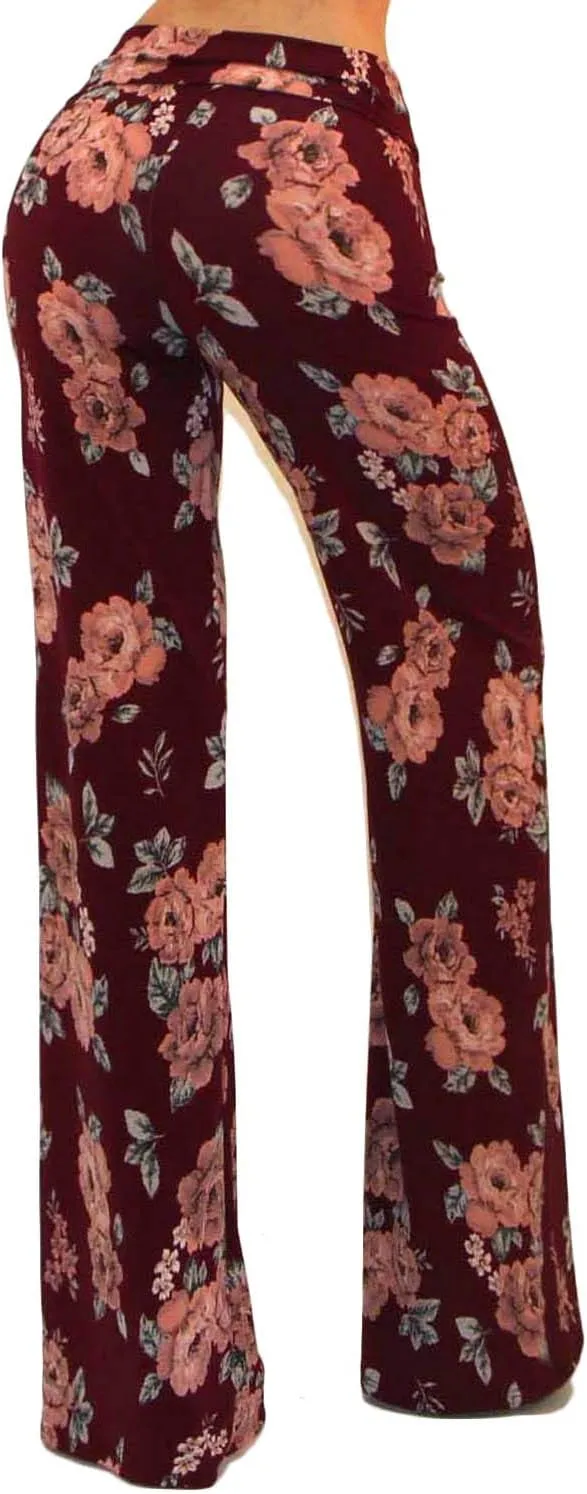 Vivicastle Women's USA Fold Over High Waist Wide Leg Long Palazzo Pants