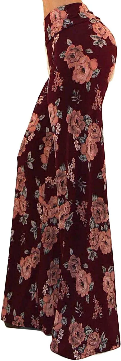 Vivicastle Women's USA Fold Over High Waist Wide Leg Long Palazzo Pants