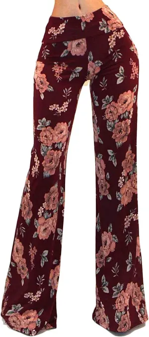 Vivicastle Women's USA Fold Over High Waist Wide Leg Long Palazzo Pants