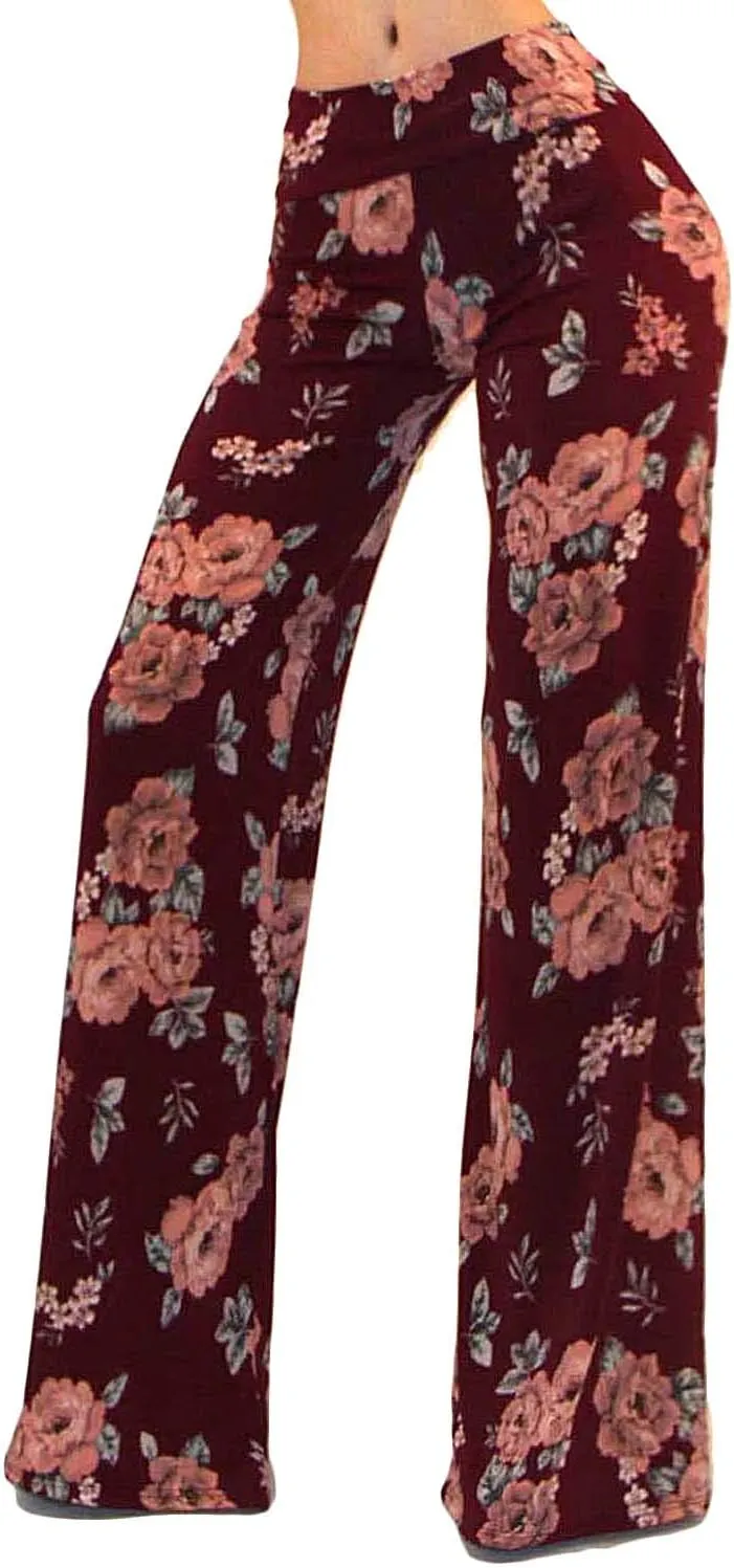 Vivicastle Women's USA Fold Over High Waist Wide Leg Long Palazzo Pants