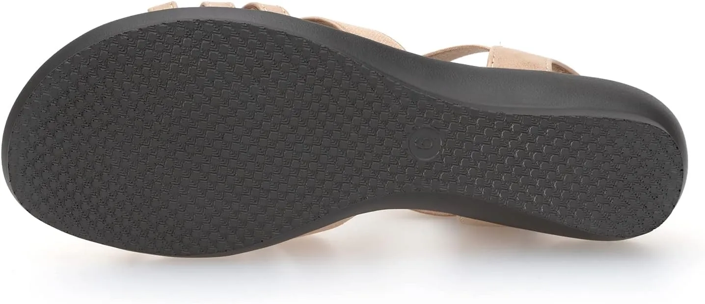 VJH confort Women's Flat Sandals, Comfort Elastic Slip-on Light Weight Slingback Casual Walking Sandals with Rhinestone