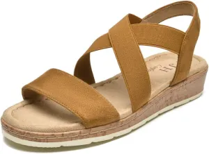 VJH confort Women's Flat sandals, Comfort Slip-on Elastic ankle strap Slingback Light Weight Casual Walking Sandals