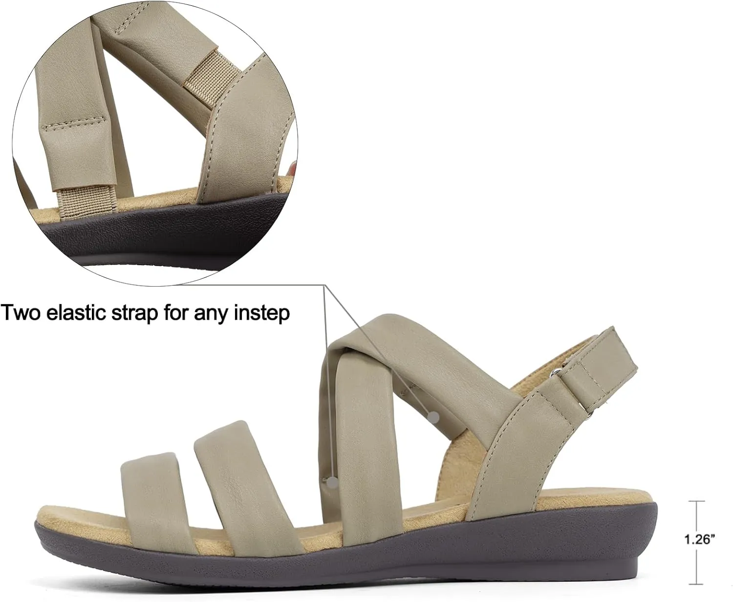 VJH confort Women’s Flat Sandals, Soft Straps Slip-on Open Toe Light Weight Elastic Slingback Comfort Casual Walking Sandals