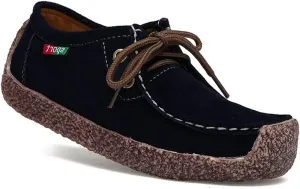 VOKLIN Women's Casual Driving Loafers Moccasins Lace Up Breathable Comfortable Flat Driver Oxfords Shoes
