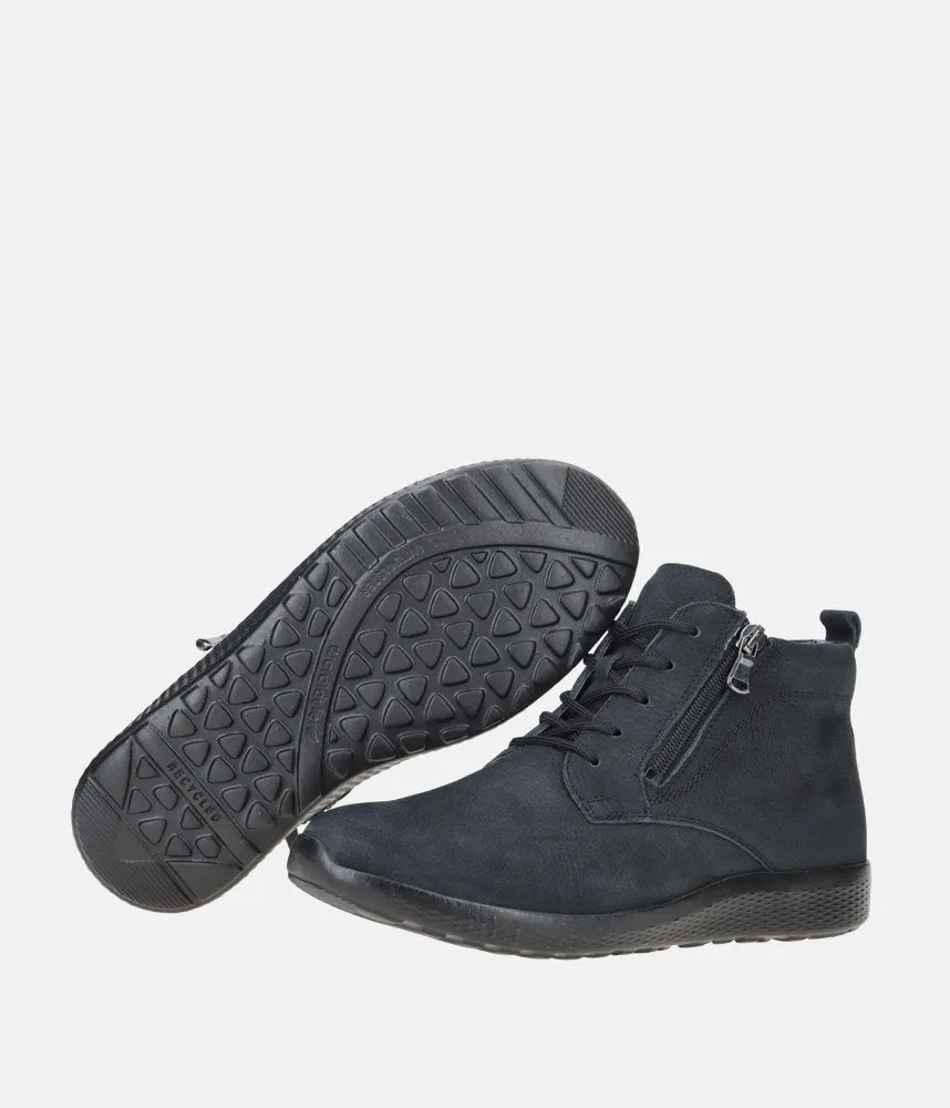 Waldlaufer Premium Navy Lace Up Ankle Boots