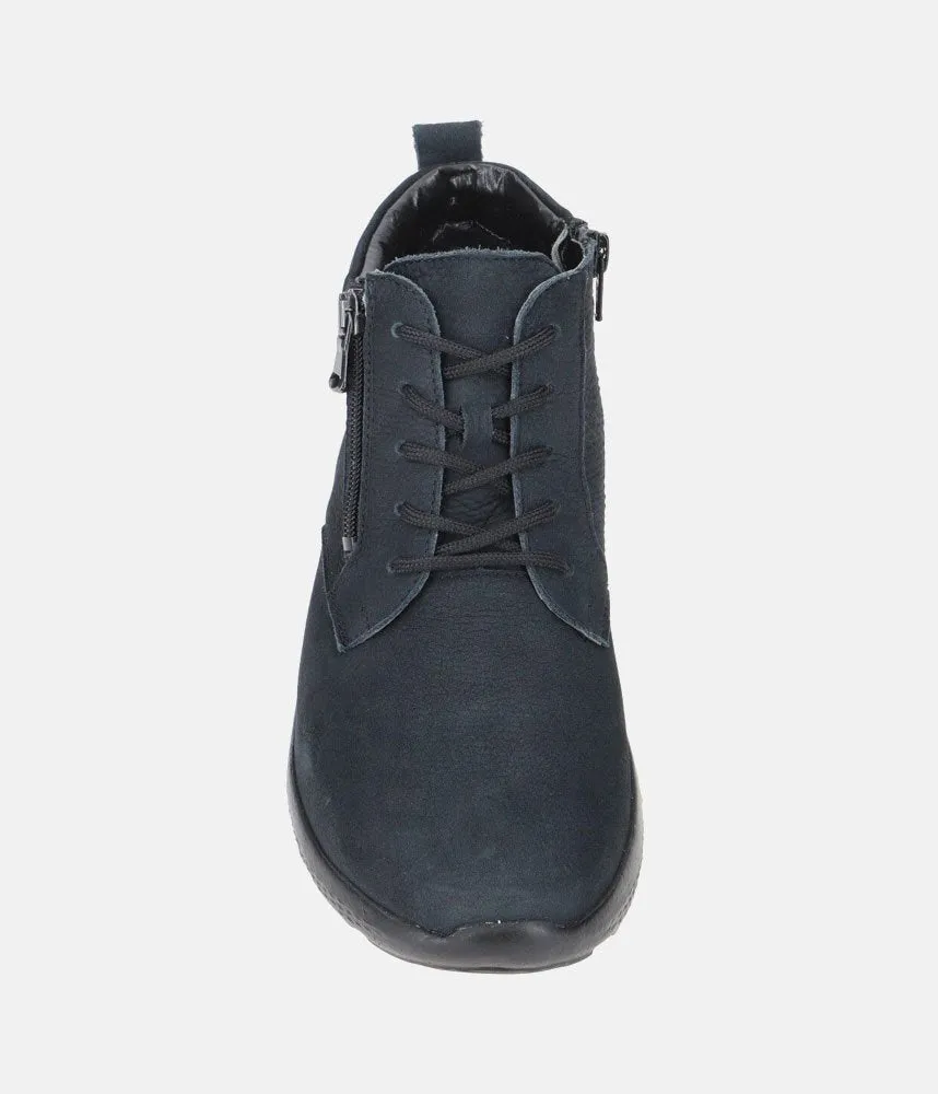 Waldlaufer Premium Navy Lace Up Ankle Boots