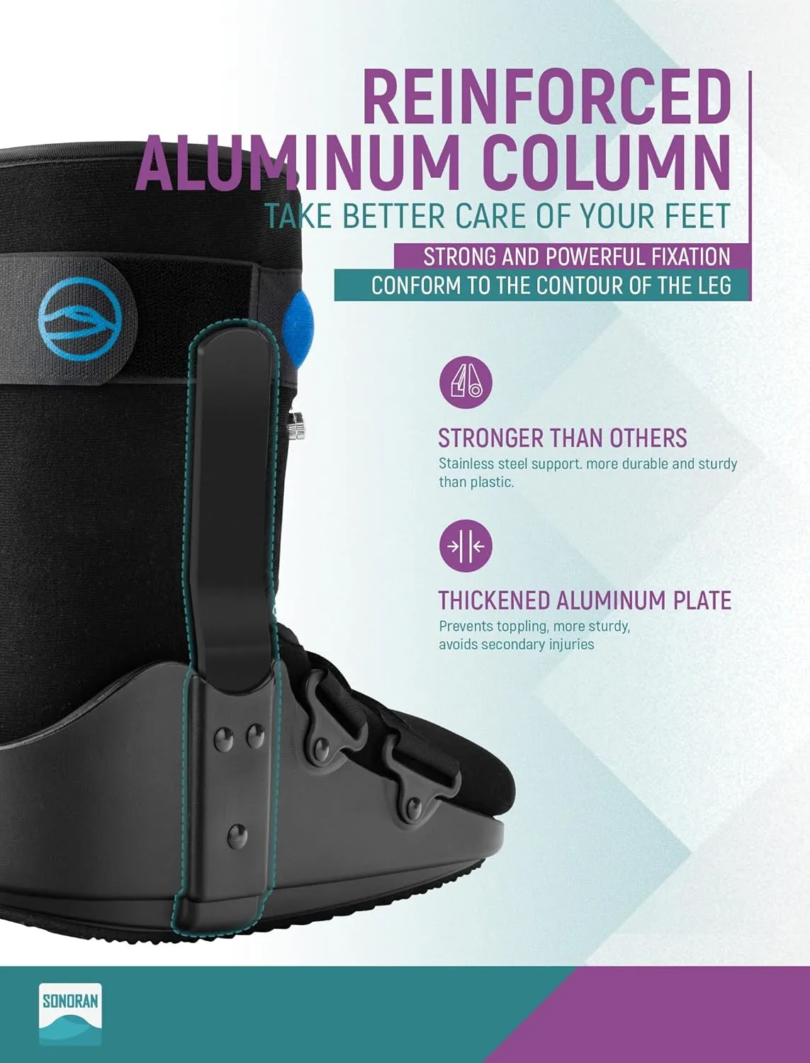 Walking Boot for Broken Foot, Medical Cast Air Cam Walker for Ankle or Foot Sprained Injuries Fracture Boot   Bamboo Viscose Sock Liners (Black, Medium)