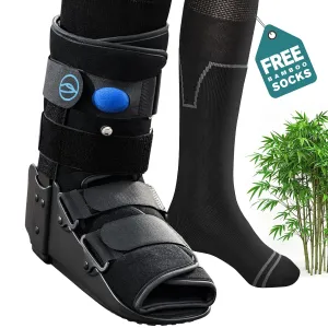 Walking Boot for Broken Foot, Medical Cast Air Cam Walker for Ankle or Foot Sprained Injuries Fracture Boot   Bamboo Viscose Sock Liners (Black, Medium)