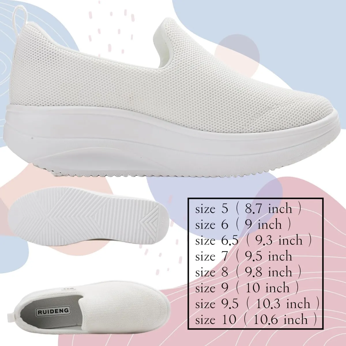 Walking Shoes for Women Slip On Nurse Slip Resistant Work Sock Sneakers Food Service Platform Comfortable Weight Light