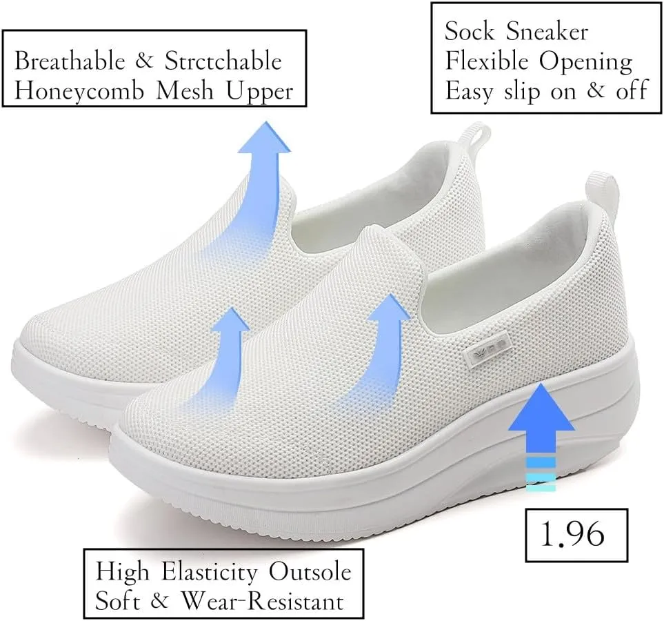 Walking Shoes for Women Slip On Nurse Slip Resistant Work Sock Sneakers Food Service Platform Comfortable Weight Light