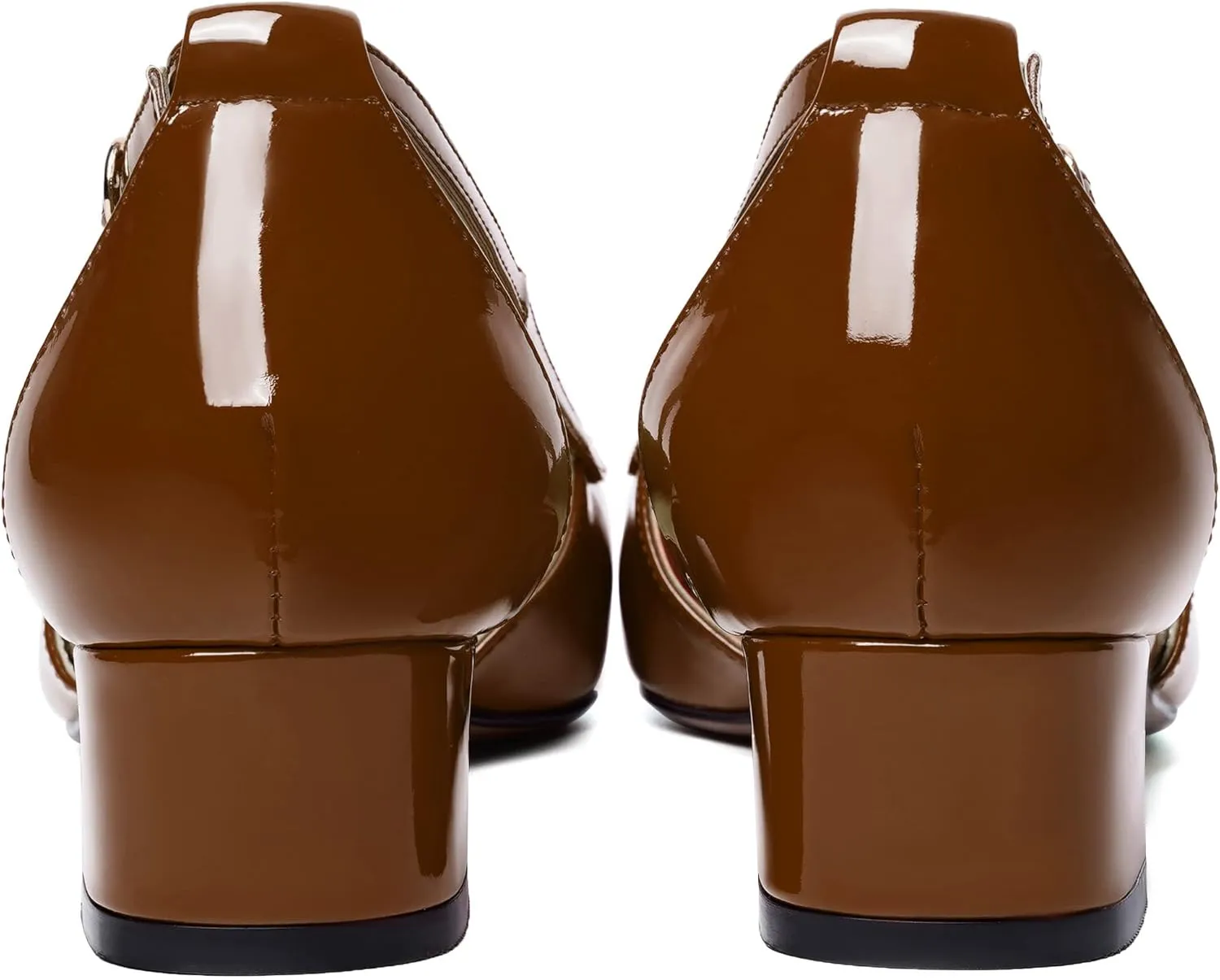 WAYDERNS Womens Pointed Toe Buckle Patent Adjustable Strap Sexy Party Chunky Low Heel Pumps Shoes 1.5 Inch
