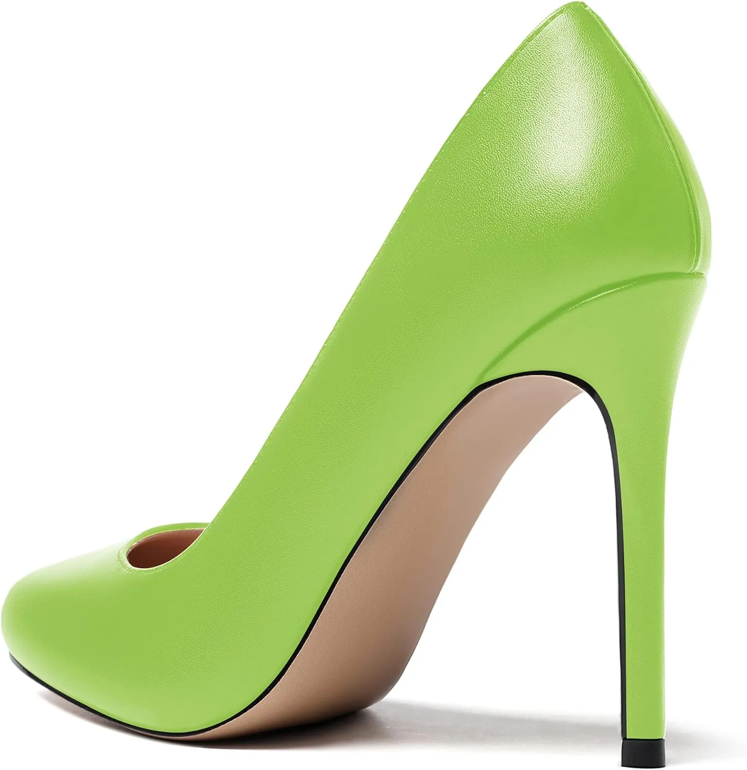 WAYDERNS Women's Slip On Solid Round Toe Stiletto High Heel Pumps Shoes 4 Inch