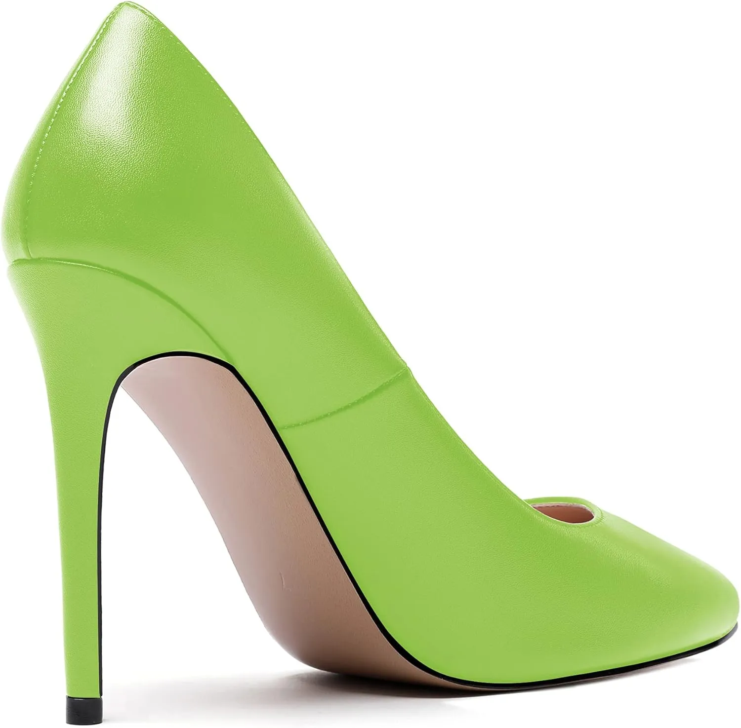 WAYDERNS Women's Slip On Solid Round Toe Stiletto High Heel Pumps Shoes 4 Inch