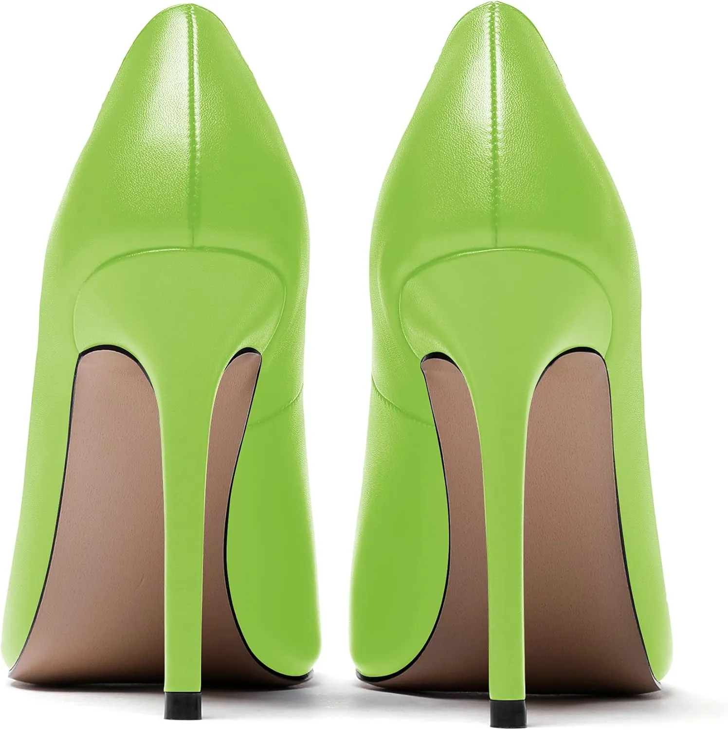 WAYDERNS Women's Slip On Solid Round Toe Stiletto High Heel Pumps Shoes 4 Inch