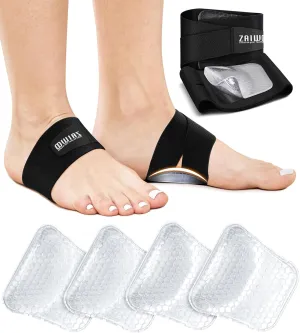 Wearable Arch Support Inserts for Women & Men – 2 Adjustable Heights, Non-Slip Breathable – Plantar Fasciitis Relief Arch Band for Flat Feet, High Arches