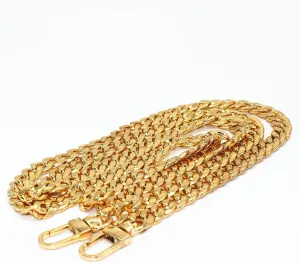 WEICHUAN 47"/120cm DIY Iron Flat Chain Strap Purse Chain Accessories Purse Straps Shoulder Cross Body Replacement Straps, with Metal Buckles (Gold)