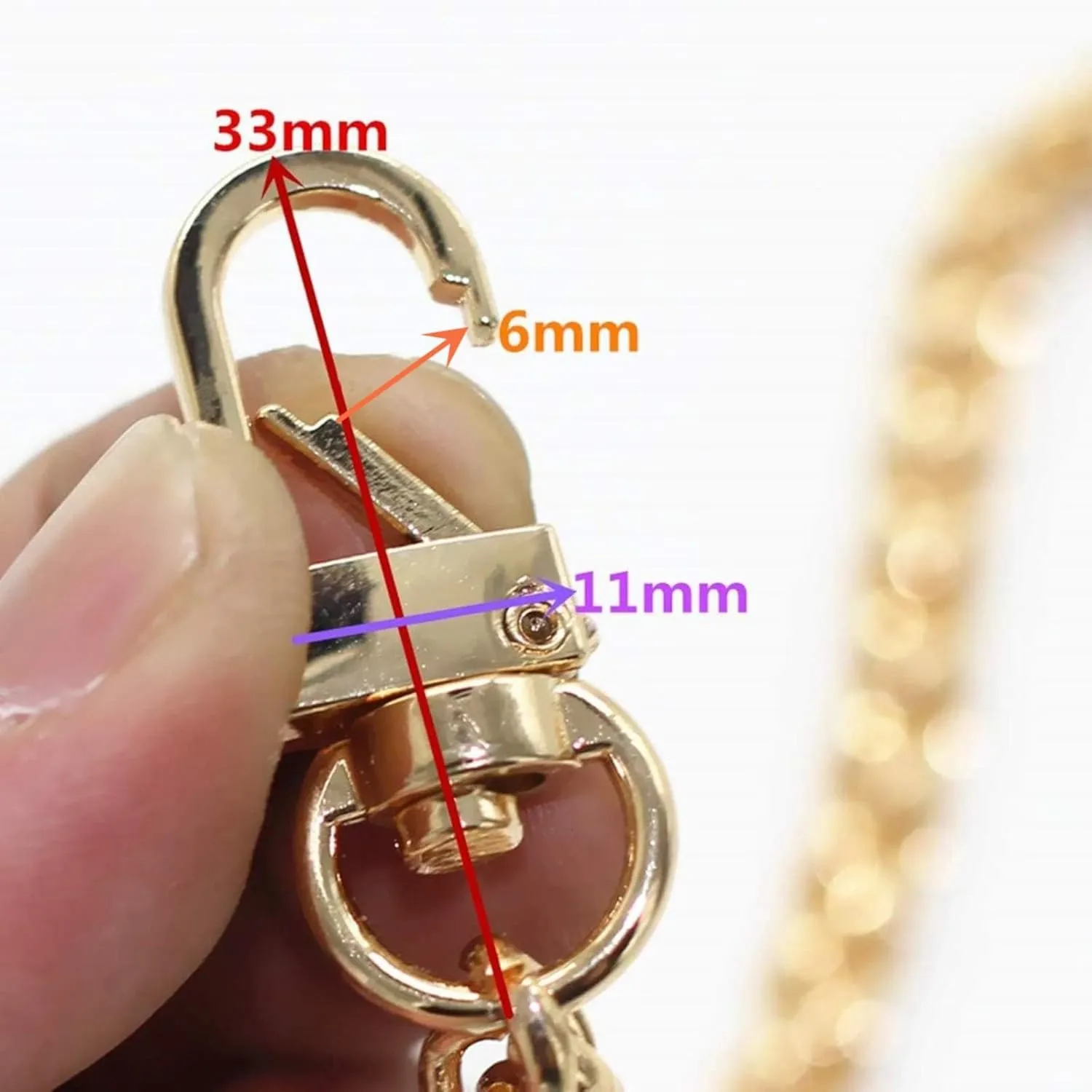 WEICHUAN 47"/120cm DIY Iron Flat Chain Strap Purse Chain Accessories Purse Straps Shoulder Cross Body Replacement Straps, with Metal Buckles (Gold)