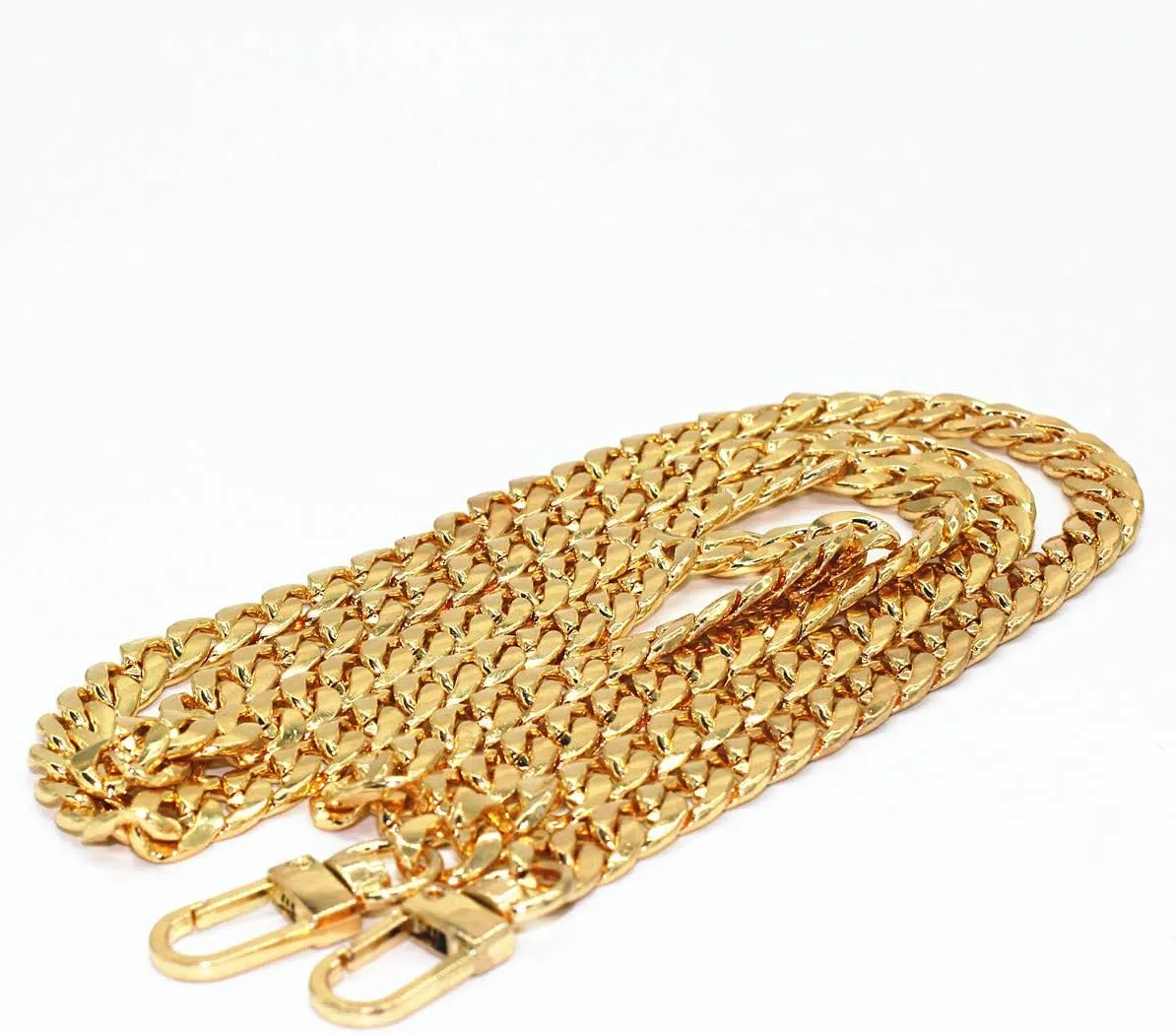 WEICHUAN 47"/120cm DIY Iron Flat Chain Strap Purse Chain Accessories Purse Straps Shoulder Cross Body Replacement Straps, with Metal Buckles (Gold)